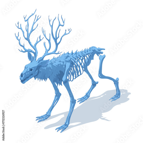 Minimal 2D flat vector of a Wendigo, icon-style illustration on a white background