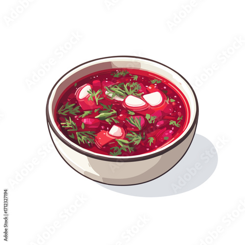 Minimal 2D flat vector of a Borscht, icon-style illustration on a white background