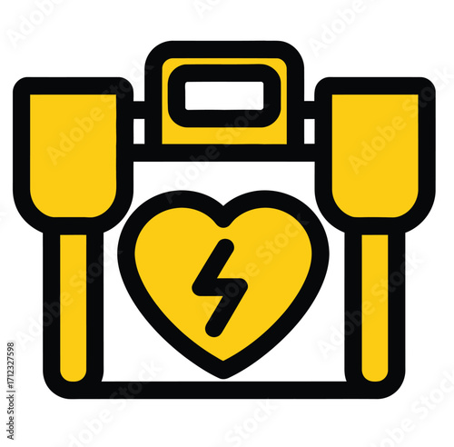 Heartbeat defibrillator icon with lightning bolt symbol