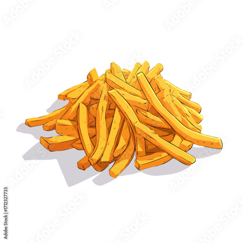 2D flat vector graphic of a French Fries in icon style, isolated on white background