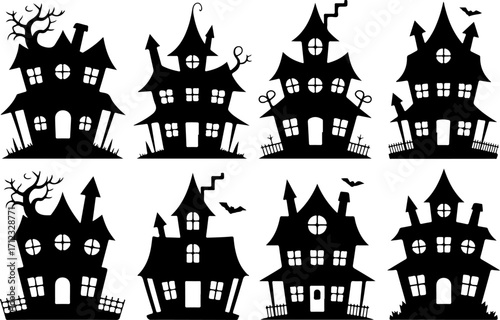 Wallpaper Mural Haunted House Silhouette Vector Set – Spooky Halloween Vector Bundle Torontodigital.ca