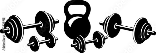 Dumbbell and Kettlebell Vector Set – Gym Fitness Silhouette Clipart