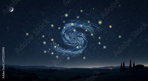 Night Sky Spiral Galaxy.