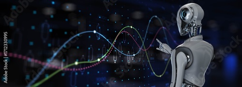 Artificial Intelligence Insights for Market Forecasting and Data Optimization. 3d render.