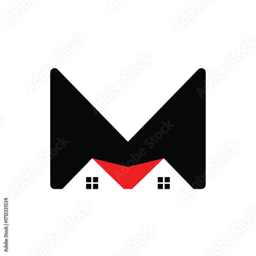 Minimalistic Logo Design  Letter M and House Shapes