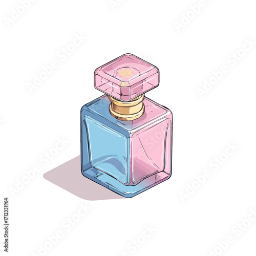 Flat 2D Perfume Bottle vector illustration, icon graphic on white background