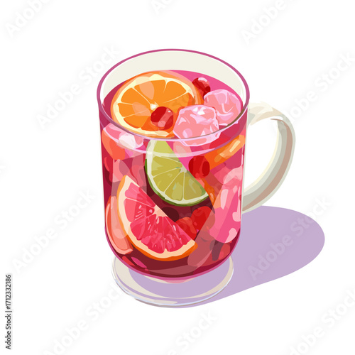 Minimal 2D flat vector of a Fruit Punch, icon-style illustration on a white background