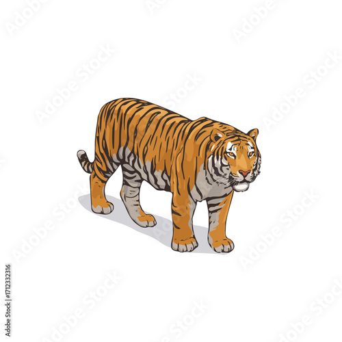 Minimal 2D flat vector of a Tiger, icon-style illustration on a white background
