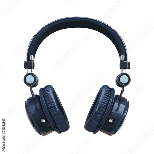 Headphones, 2D flat vector illustration in icon style, isolated on a white background
