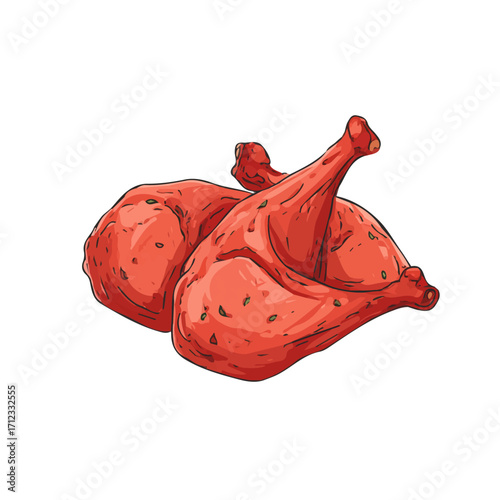 2D flat vector graphic of a Tandoori Chicken in icon style, isolated on white background