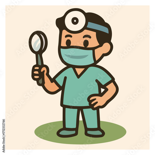 Surgeon with Mask & Head Mirror – Medical Professional
