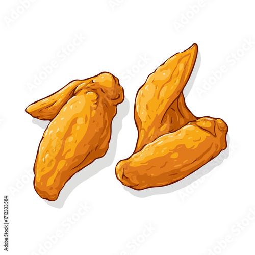Flat 2D Chicken Wings vector illustration, icon graphic on white background