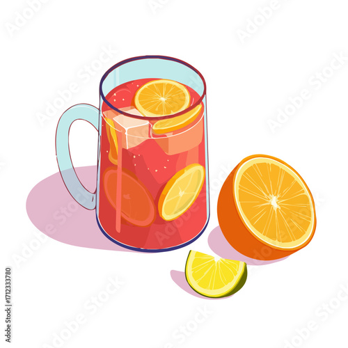 2D flat vector graphic of a Fruit Punch in icon style, isolated on white background