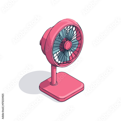 2D flat vector graphic of a Fan in icon style, isolated on white background