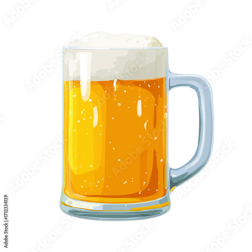 Flat 2D Beer vector illustration, icon graphic on white background