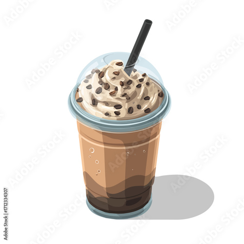 2D flat vector graphic of a Coffee Frappuccino in icon style, isolated on white background