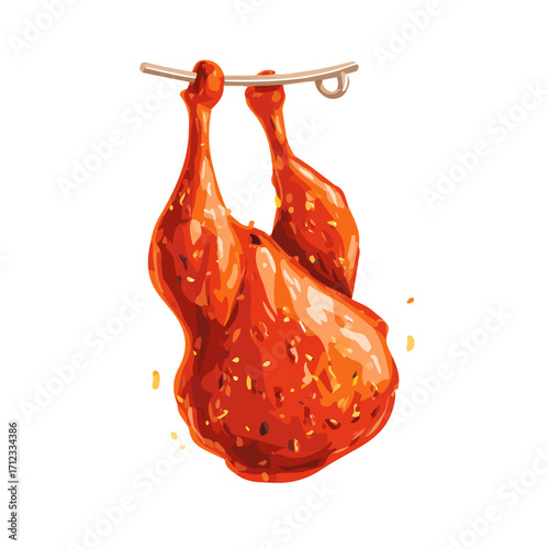 2D flat vector graphic of a Tandoori Chicken in icon style, isolated on white background