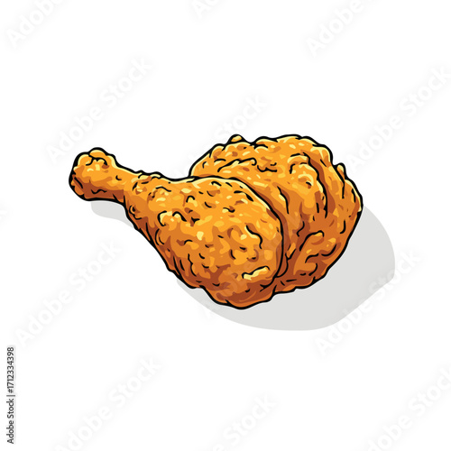 2D flat vector graphic of a Fried Chicken in icon style, isolated on white background