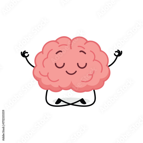 Meditating Brain Character Vector