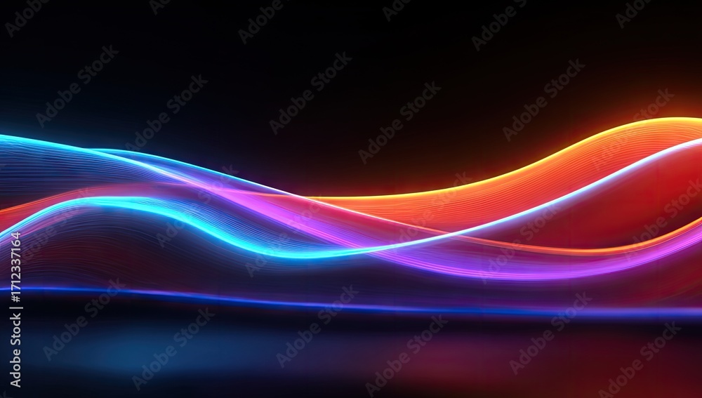 Obraz premium Abstract Neon Waves - Vibrant Colors and Dynamic Motion.