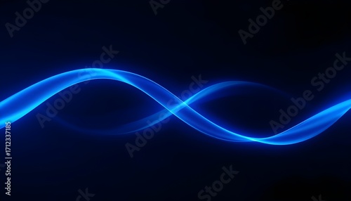 Abstract blue wave light effect on a dark background, representing energy, technology, or movement