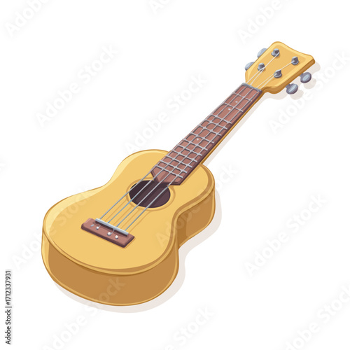 Ukulele, 2D flat vector illustration in icon style, isolated on a white background