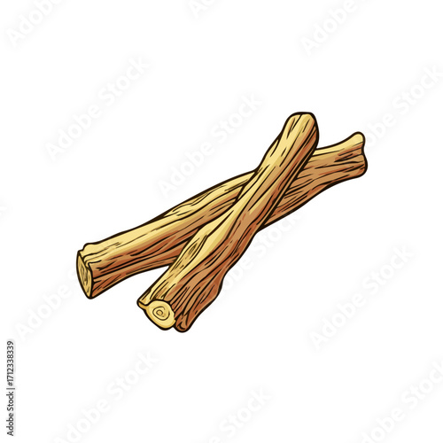 2D flat vector graphic of a Licorice Root in icon style, isolated on white background