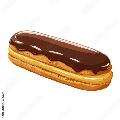 Minimal 2D flat vector of a Eclair, icon-style illustration on a white background