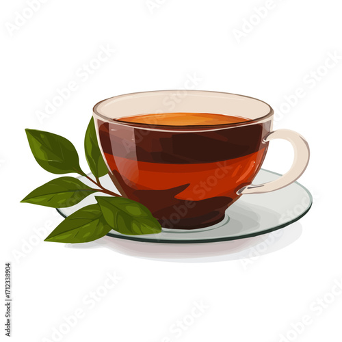 2D flat vector graphic of a Black Tea in icon style, isolated on white background