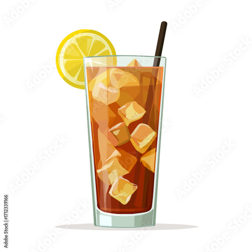 2D flat vector graphic of a Long Island Iced Tea in icon style, isolated on white background
