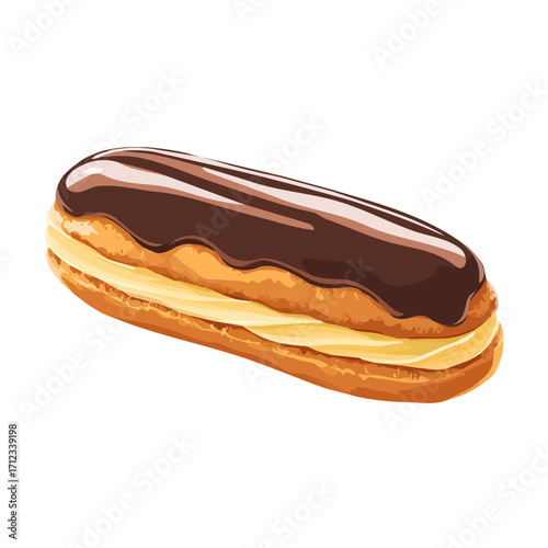 Eclair, 2D flat vector illustration in icon style, isolated on a white background