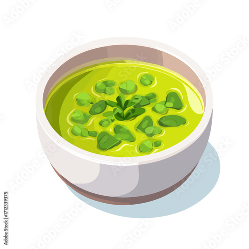 Pea Soup, 2D flat vector illustration in icon style, isolated on a white background