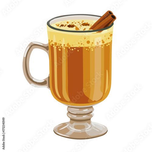 Flat 2D Hot Buttered Rum vector illustration, icon graphic on white background