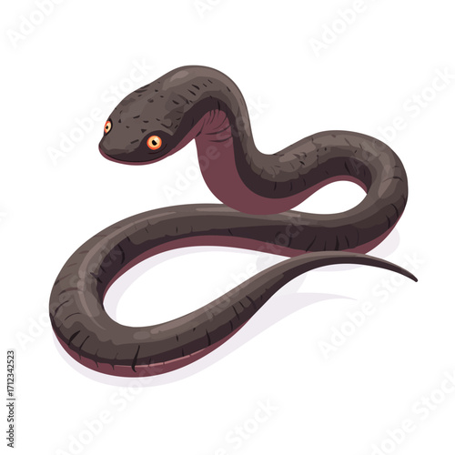 Minimal 2D flat vector of a Caecilian, icon-style illustration on a white background