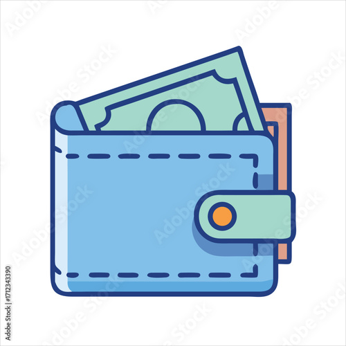 Billfold icon design money wallet cash leather purse credit card stylish fashion finance accessory digital illustration modern flat simple minimal graphic