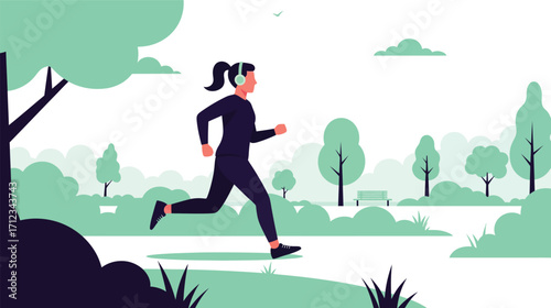 Woman Jogging - A Focused Illustration of Fitness and Health
