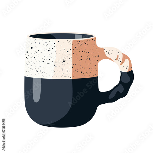 Modern Ceramic Mug with Speckled Design and Ergonomic Handle.