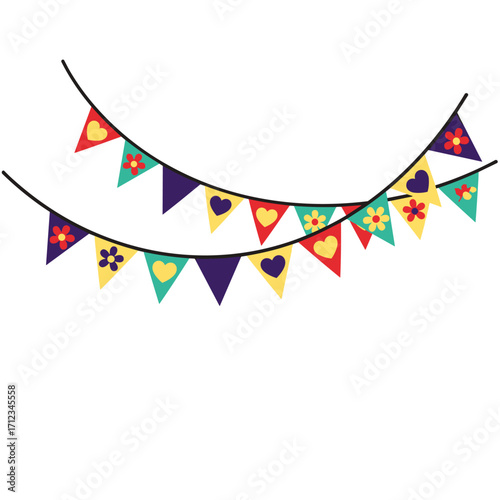 Colorful Bunting Flags Decoration for Celebrations and Parties.