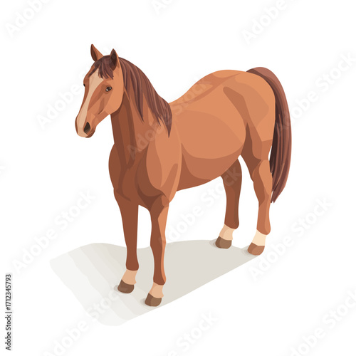 Horse, 2D flat vector illustration in icon style, isolated on a white background