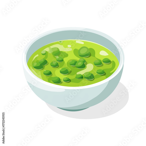 Flat 2D Pea Soup vector illustration, icon graphic on white background