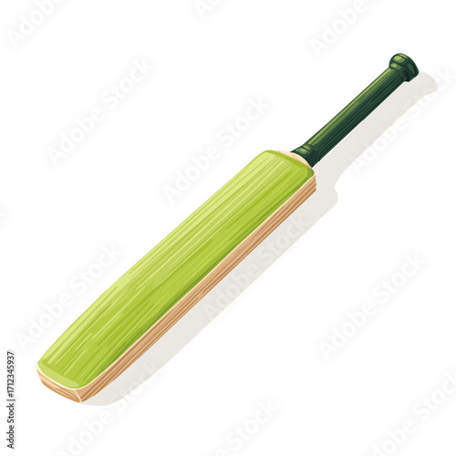 Flat 2D Cricket Bat vector illustration, icon graphic on white background