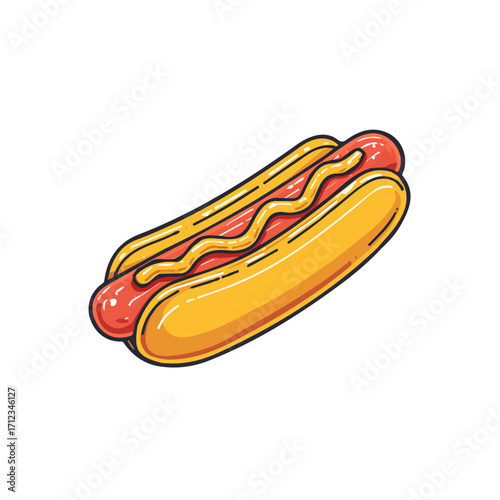 Minimal 2D flat vector of a Hot Dog, icon-style illustration on a white background