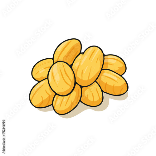 Flat 2D Gnocchi vector illustration, icon graphic on white background
