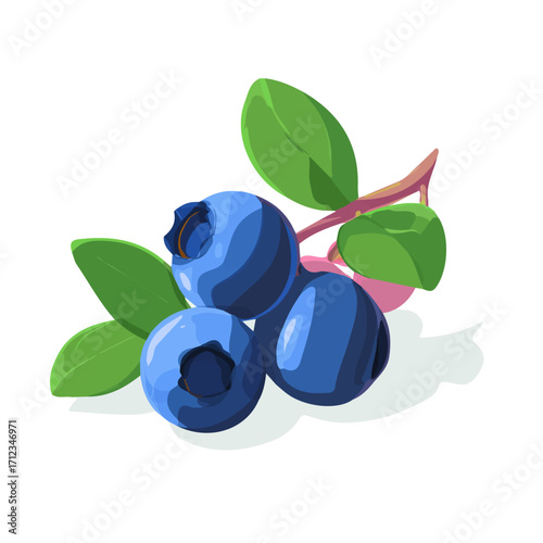 Minimal 2D flat vector of a Bilberry, icon-style illustration on a white background
