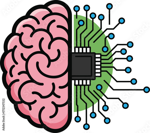 Exploring artificial intelligence with a digital brain representing technology and processing power