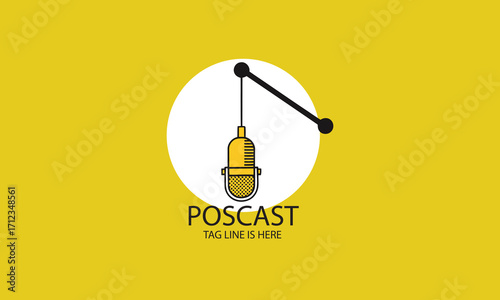 Explore a professional podcast logo concept featuring microphone design for online audio content creation
