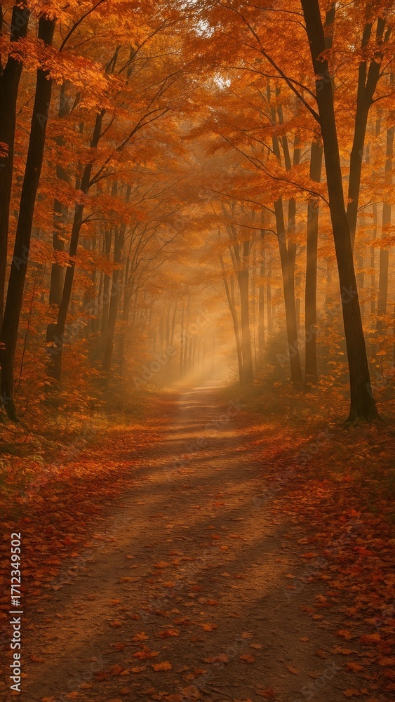 Fototapeta premium [crisp morning walk in fall woods mobile wallpaper]
