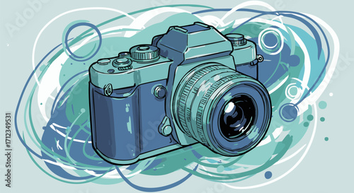Vintage Camera with Doodles