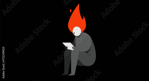 business man with fire