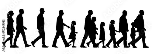 silhouette people go set isolated on white background